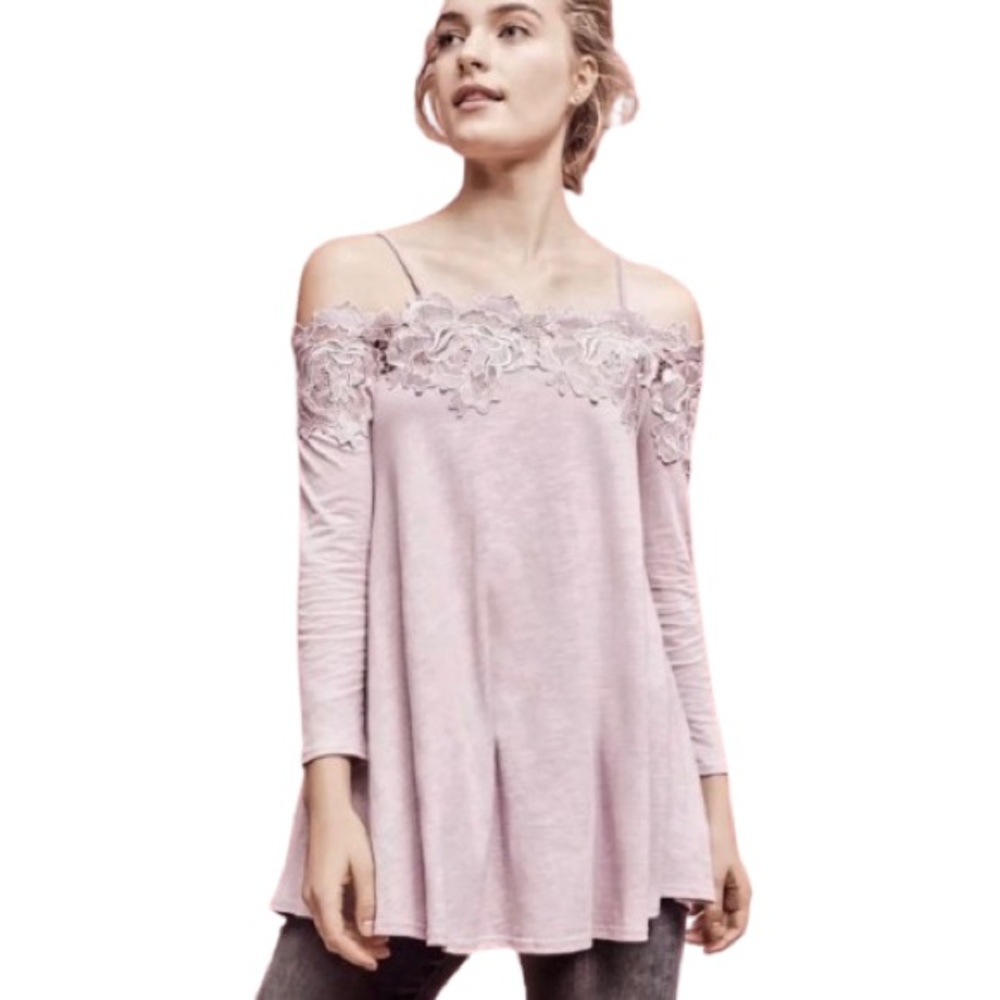 Anthropologie Meadow Rue Laceline Off Shoulder Long Sleeve Blouse